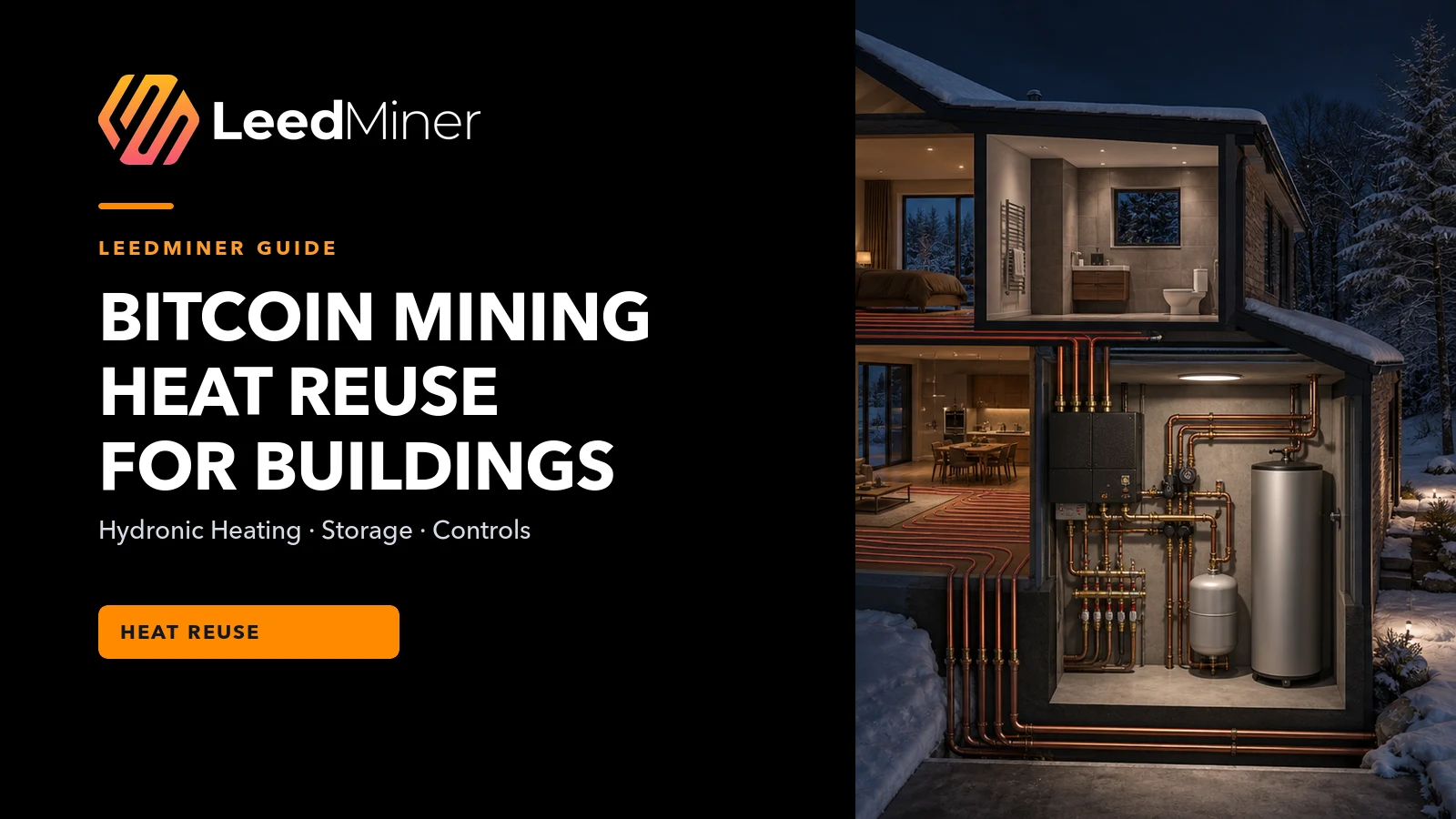 Bitcoin mining heat reuse for a winter home hydronic heating system