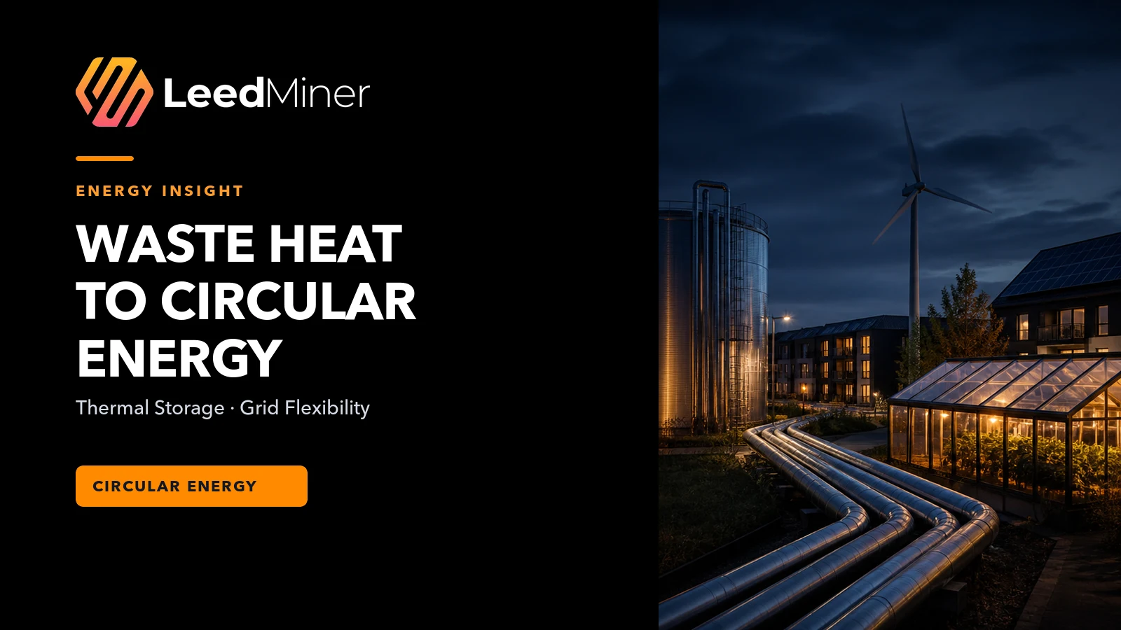 Circular energy district using thermal storage, renewable power and recovered heat
