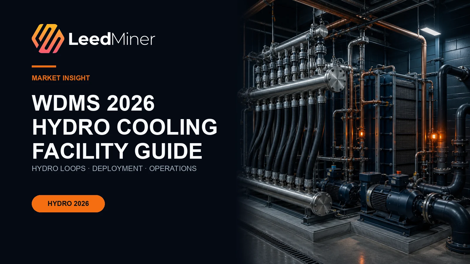 Hydro-cooling plant room illustrating the facility infrastructure behind the WDMS 2026 focus on industrial water-cooled mining