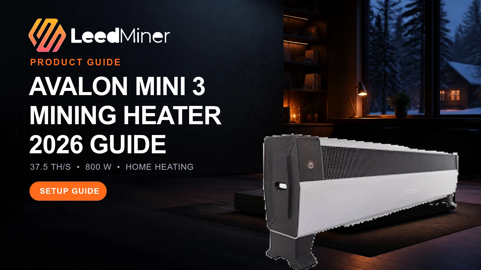 Canaan Avalon Mini 3 household Bitcoin mining heater in a dark winter home setting