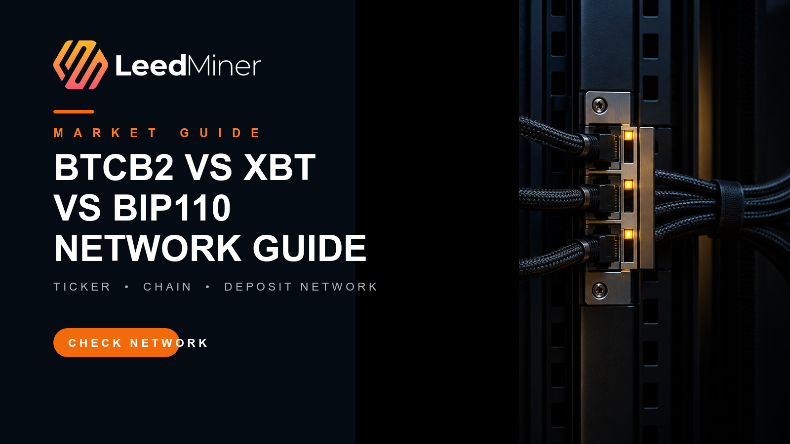 Physical network cabling illustrates why BTCB2 XBT and BIP110 labels must be matched to the correct chain